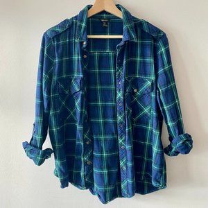Navy Blue / Green Flannel